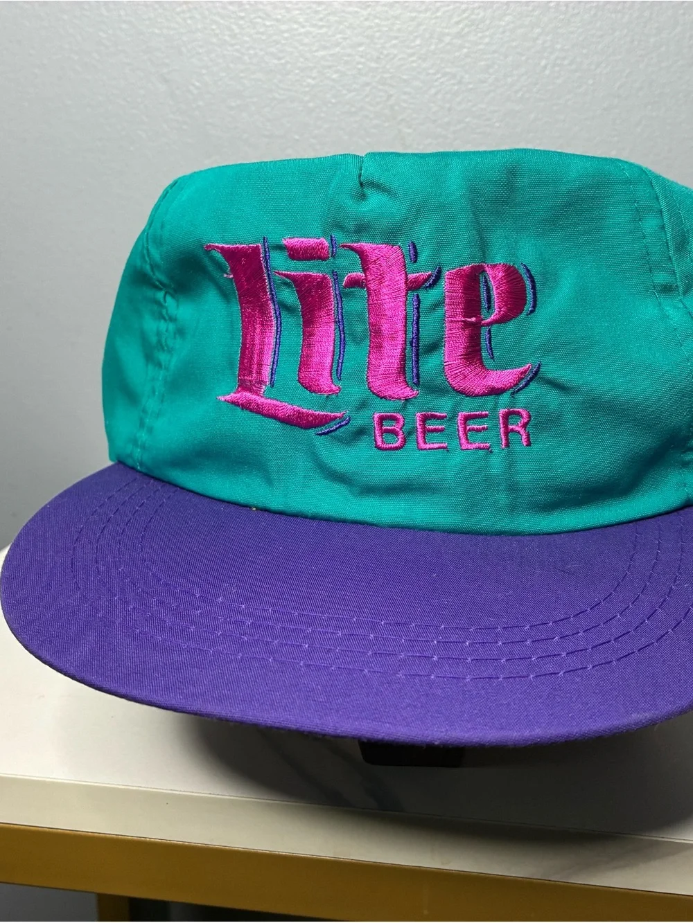 Embroidered Green & Purple Snapback Hat